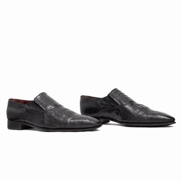 Caporicci 202 Luxury Italian Shoes Black Alligator Cap-Toe Loafers US 10.5 - Picture 8 of 16